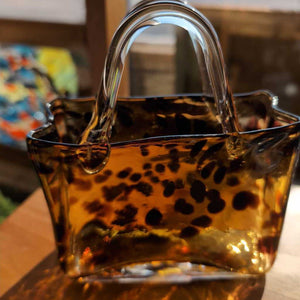 Murano Style Leopard Glass Purse