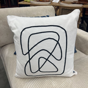 White Pillow w/ Black Abstract Design