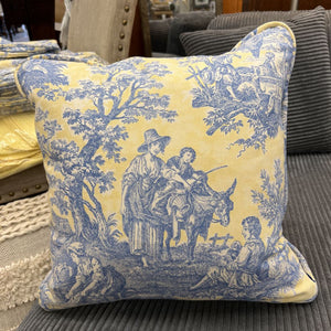 Waverly "Country Life" Toile Cushion Blue &Yellow Colour