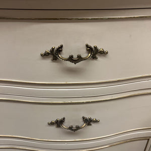 French Provincial Cream 9 Drawer Dresser w Mirror