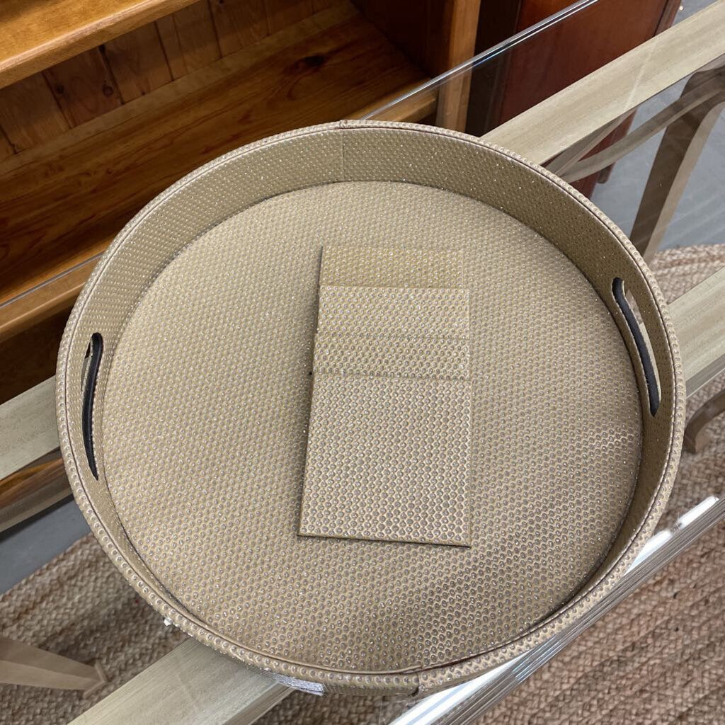 Fabric Covered Tray w Coasters