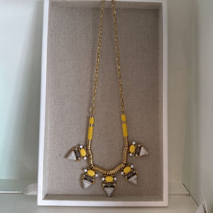 Stella & Dot - Gold Neclace w Yellow & Grey Stones