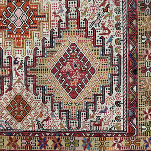 Red/Pinks 5 Borders - Kilim Caucasian Afghan Hand Knotted Carpet (UAE)