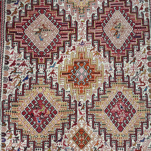 Red/Pinks 5 Borders - Kilim Caucasian Afghan Hand Knotted Carpet (UAE)