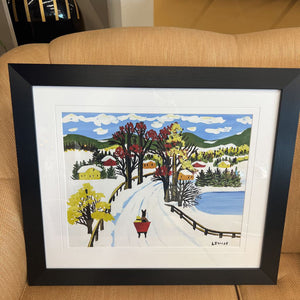 'Winter Sleigh Ride' - Framed Print by Maud Lewis Cdn Artist
