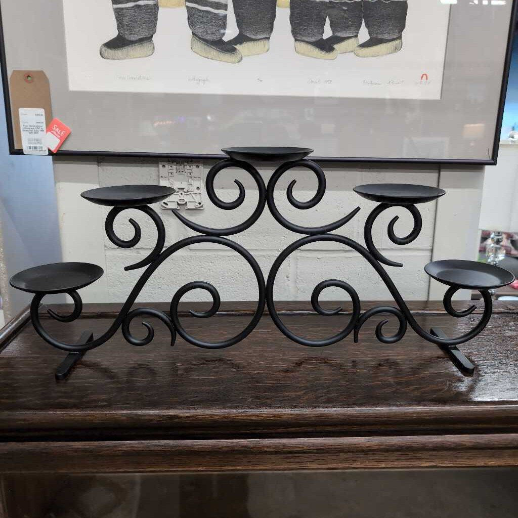 Five-Pillar Black Metal Candleholder