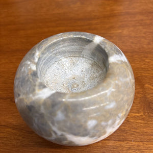 Grey/Cream Polished Stone Candleholder