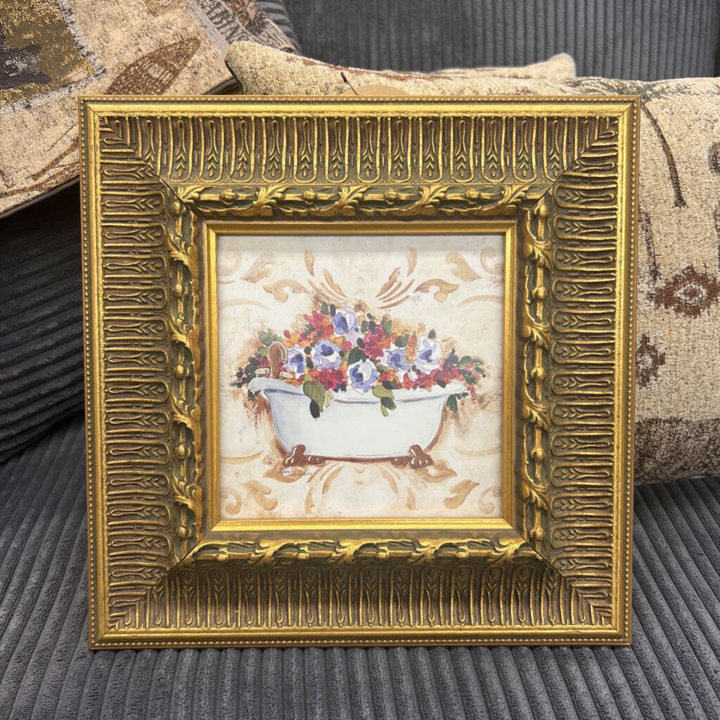 Bathtub Print In Gold Ornate Frame