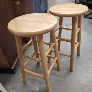 PAIR - Pine Stools w Round Legs