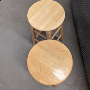 PAIR - Pine Stools w Square Legs