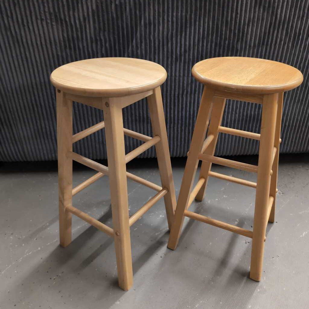 PAIR - Pine Stools w Square Legs