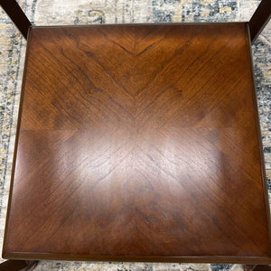 Cherry Inlaid Wood Table w Glass Top Insert