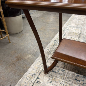 Cherry Inlaid Wood Table w Glass Top Insert