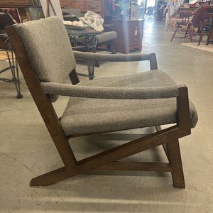 Reupholstered Accent Chair w Tweed Fabric & Dark Wooden Frame