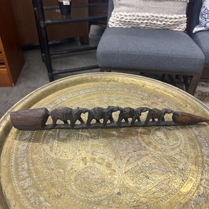 African Hand Carved Wooden Elephant Family Marching