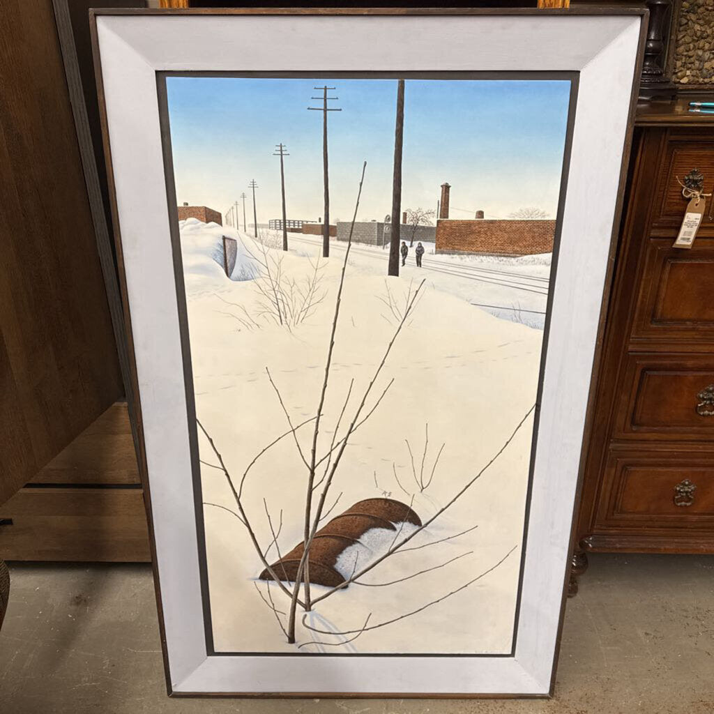 Hunters in the Snow '77 - Orig Acrylic on Masonite by Cdn. Artist Peter Aitkens -