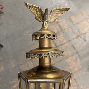 Antique Brass Carriage Lights w Eagle - PAIR