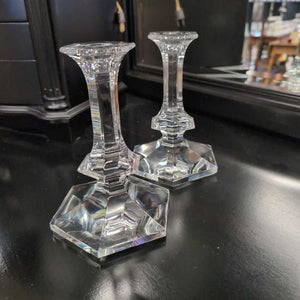 Pair- Val St. Lambert Crystal Candle Holder