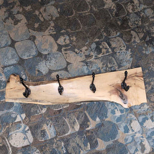 Live Edge Coat Hanger w Black Hooks