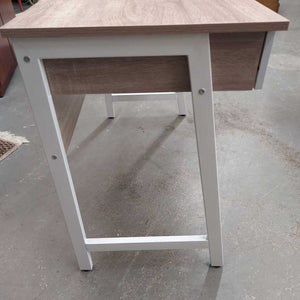 Small Wood Look Desk w White Metal Frame