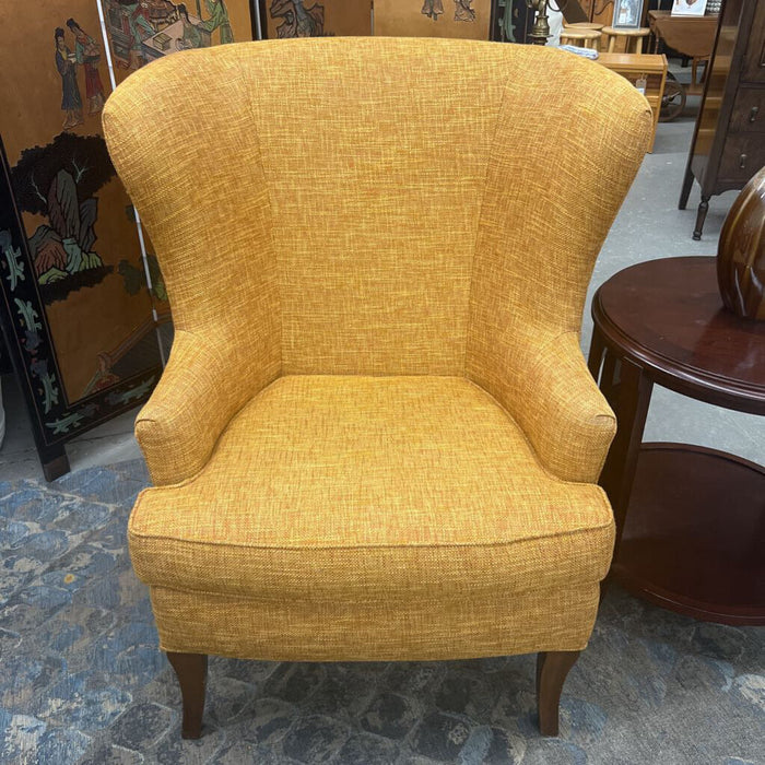 Wing Back Chair w Muted Orange Upholstery