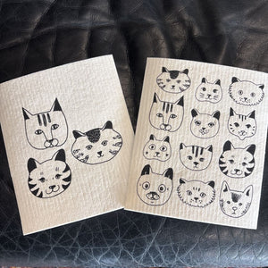 Cat Faces Swedish Dishcloth (2) - ASD-AB-57