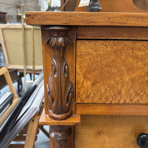 Antique Maple Dresser w Scrolled Back Panel