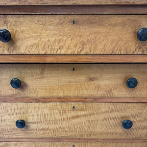 Antique Maple Dresser w Scrolled Back Panel