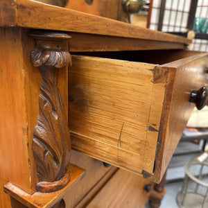 Antique Maple Dresser w Scrolled Back Panel