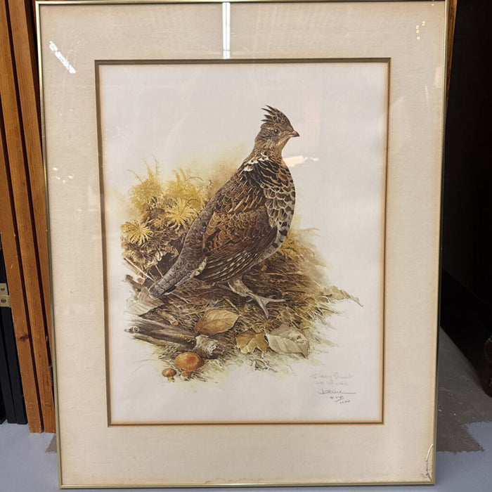 The Ruffled Grouse - Signed Print by James Fenwick Landsdowne, Gold Frame