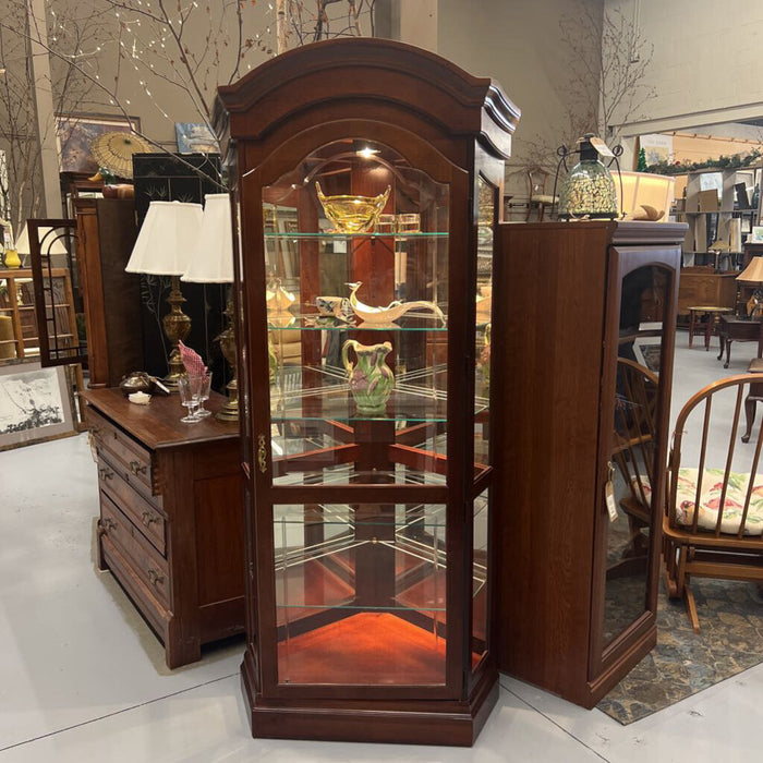 Cherry Curio Cabinet w Glass Front & 5 Shelves