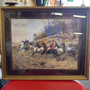 Vintage 'The Hunt' Print in Gold Frame