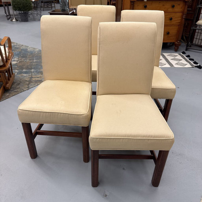 Cream Silk Fabric Parson Chair w Maple Leg - SET of 4