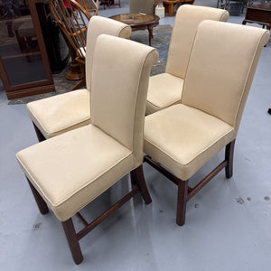 Cream Silk Fabric Parson Chair w Maple Leg - SET of 4