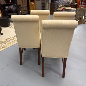 Cream Silk Fabric Parson Chair w Maple Leg - SET of 4