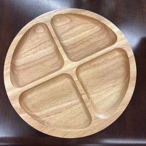 Round Wooden Platter w 4 Sections