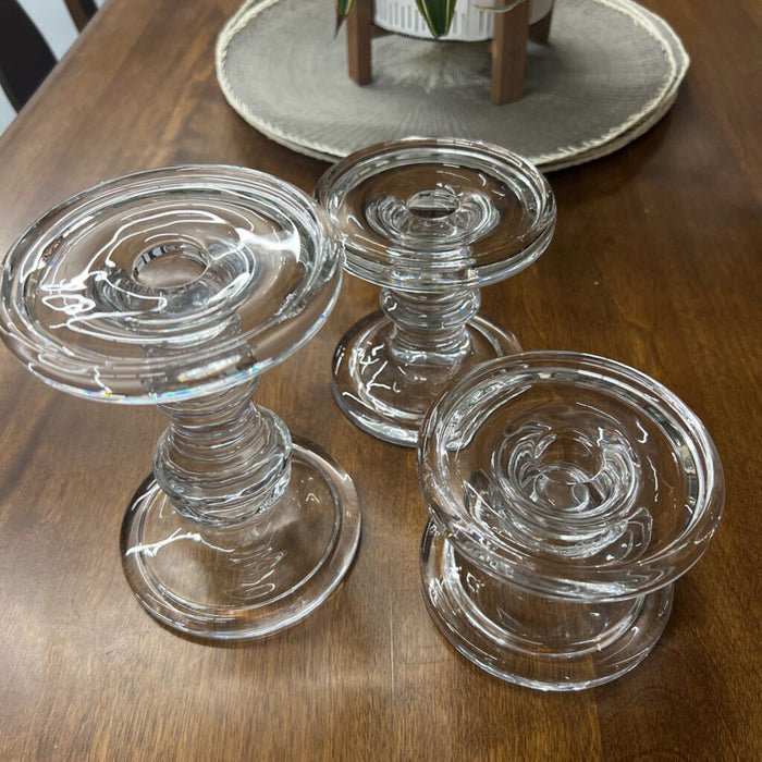 Glass Candle Holder-Set of 3 (Pillar or Taper)