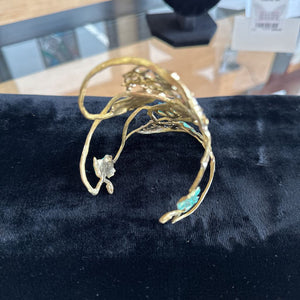 Gold & Turquoise Abstract Cuff Bracelet