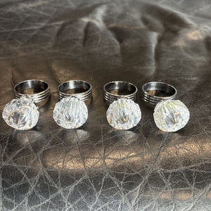 "Diamond" Look Napkin Rings - Set of 4