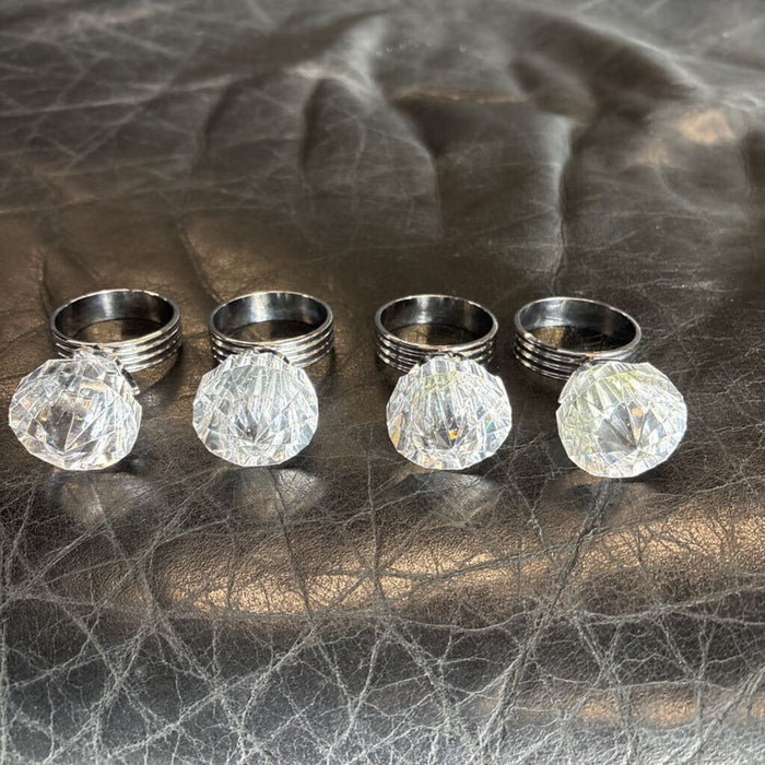 "Diamond" Look Napkin Rings - Set of 4