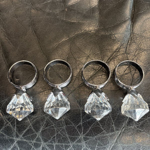 "Diamond" Look Napkin Rings - Set of 4