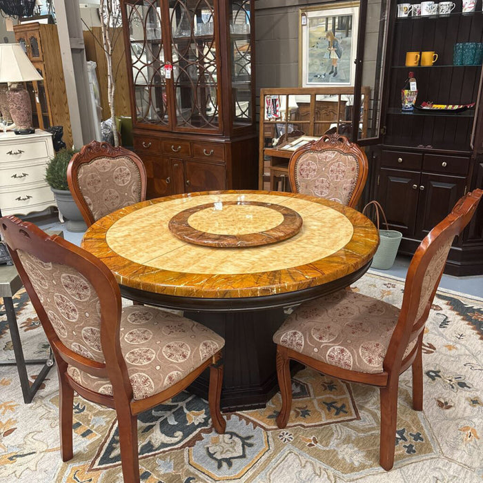 Round Marble Dining Table w Lazy Susan