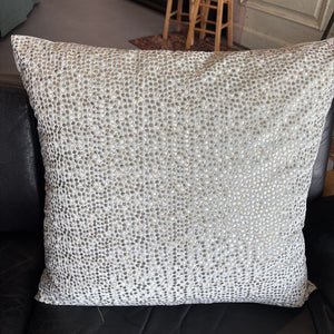 Down Filled Pillow w Silver Embroidered Circles