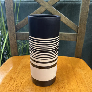 Ceramic Black & White Striped Vase