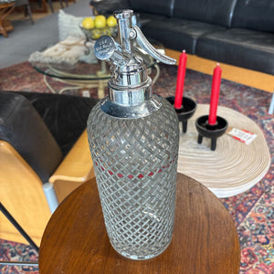 Vintage Sparklets Seltzer Glass & Metal Decanter