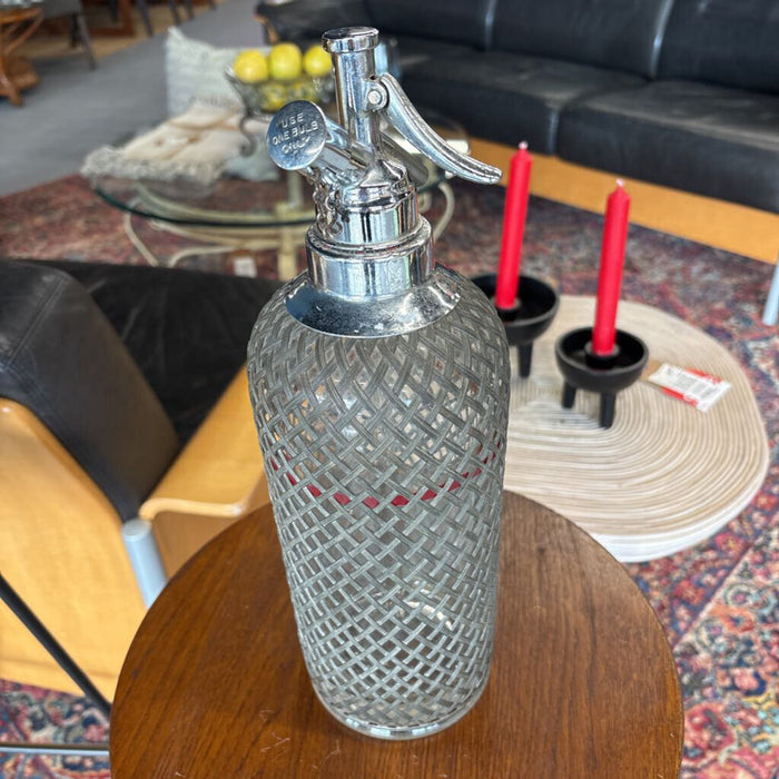Vintage Sparklets Seltzer Glass & Metal Decanter