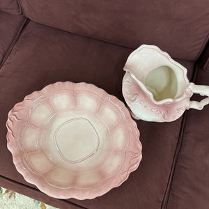 Pink Antique Arnel Pottery Pitcher & Basin