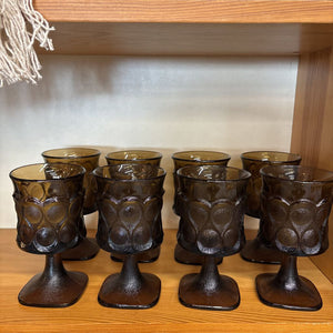 Set of 8 Vintage Noritake Spotlight Walnut Brown Goblets