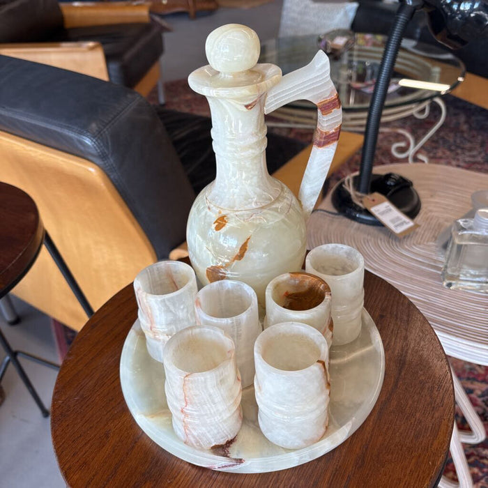 Set Of 4- Onyx Marble Liquer Glasses