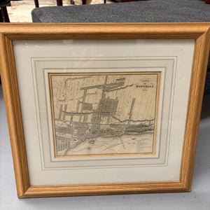 City of Montreal Map - 1830 in Wood Frame